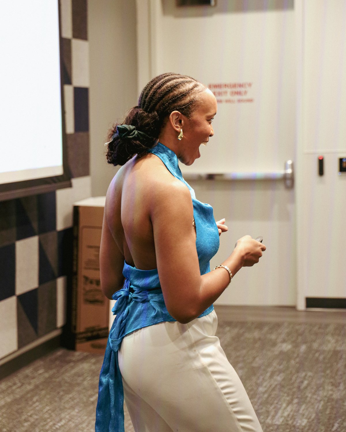 Florie laughing as she leads the first Artists for Artists gathering