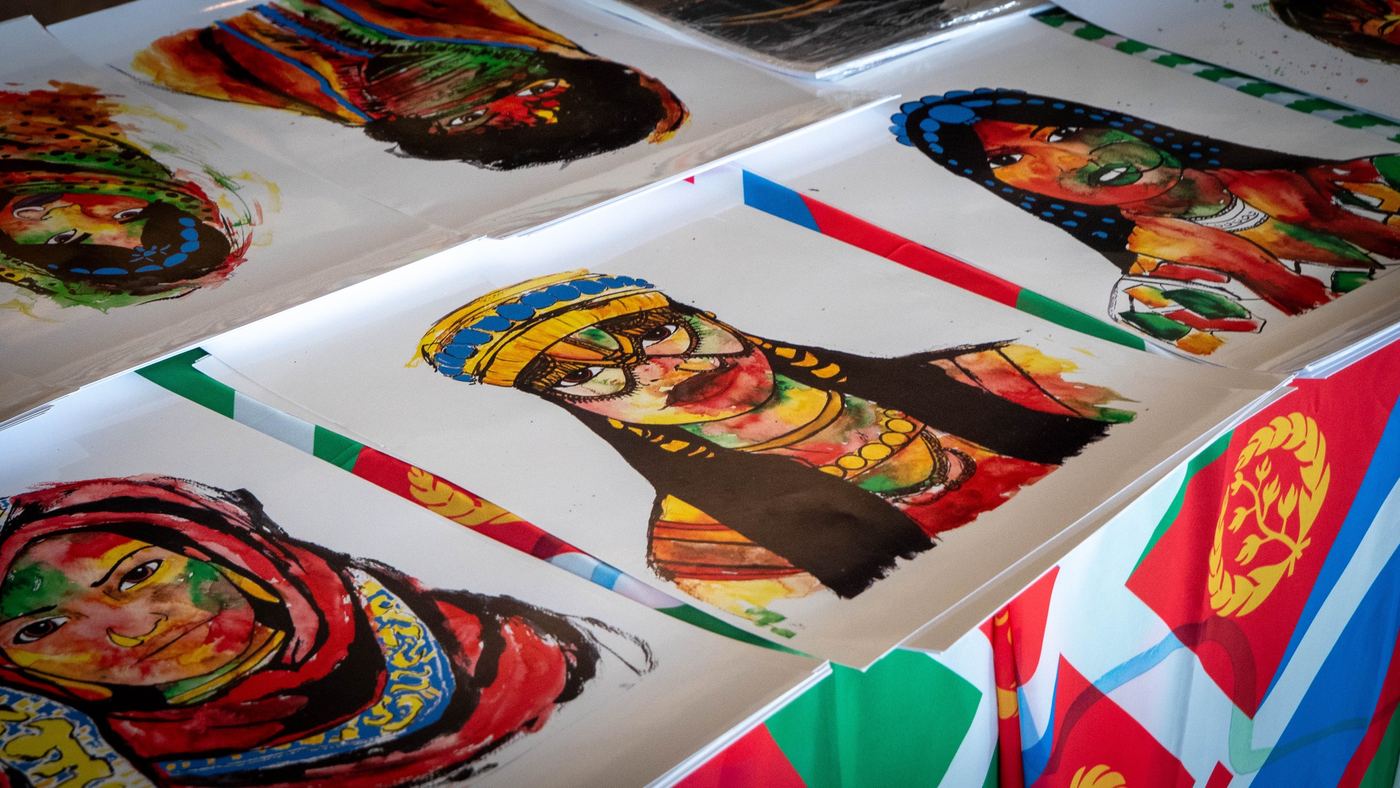 Watercolor portraits at Echoes of Africa